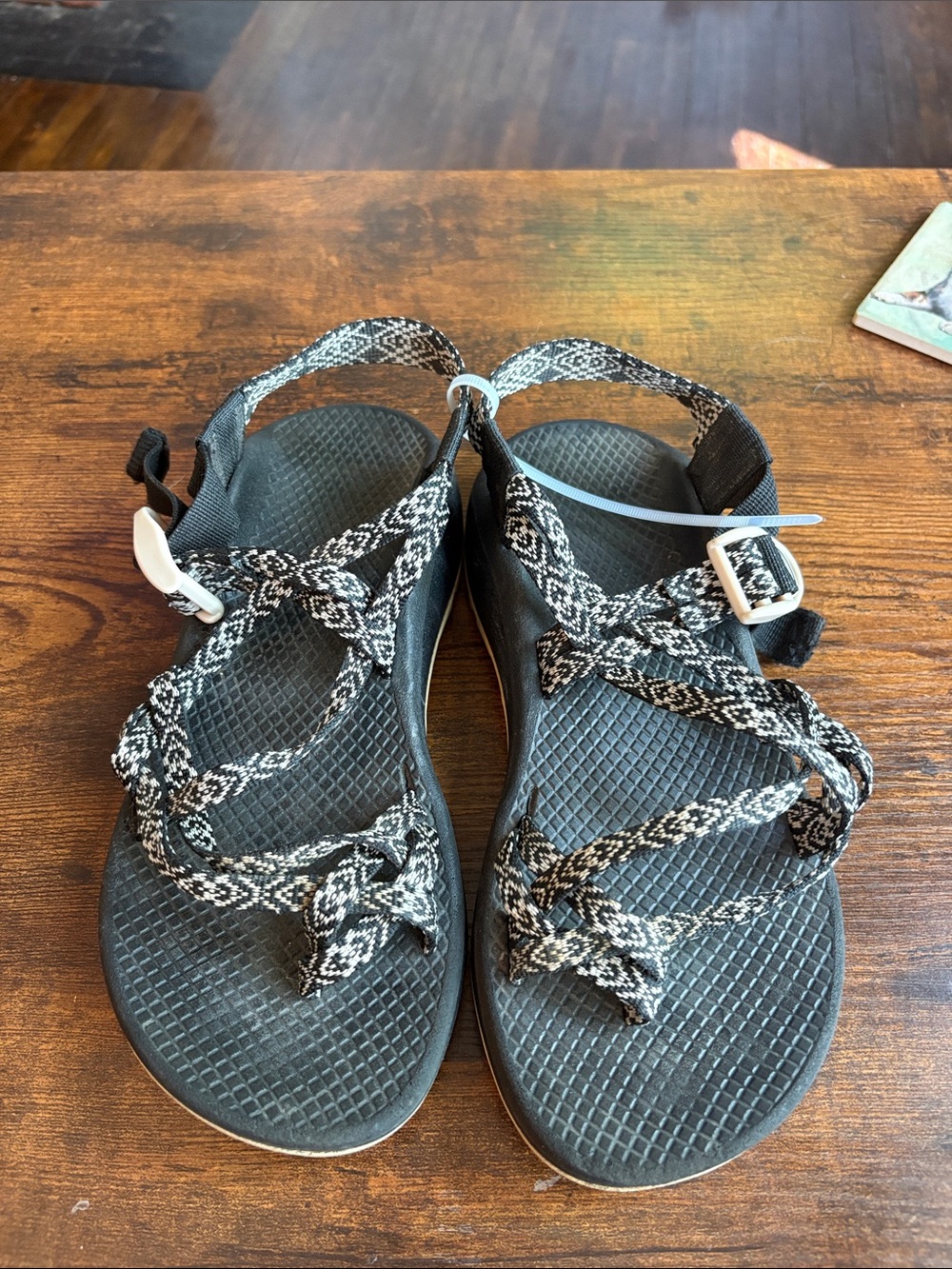 Chaco Women's Black & White Woven Strap Sandals Size 7